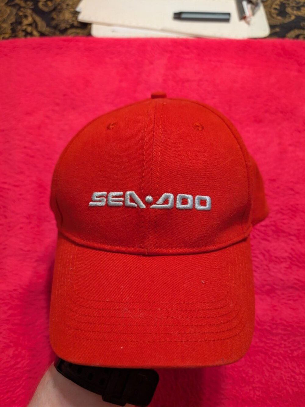 Sea-Doo Signature Cap Red Snapback Hat Jet Ski PWC BRP Bombardier Adjustable Cap